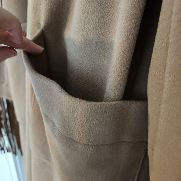 Vintage Sophy Curson light brown tan coat with fringe shawl - Picture 9 of 17